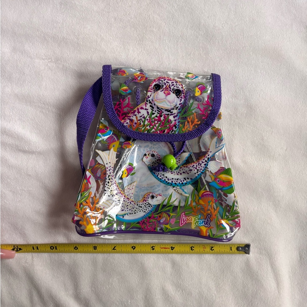 Vintage RARE Lisa Frank Purple-Trim Clear Mini Backpack - Rainbow Reef - Picture 2 of 7
